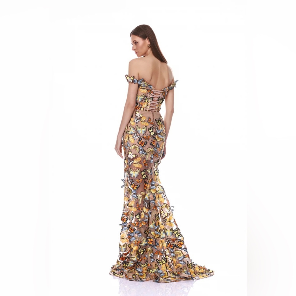 NWOT BRONX AND BANCO Bella 3D Butterfly Jasmine Off the Shoulder Gown - Picture 5 of 16